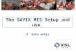 The SAVIX MIS Setup and use 4 Data entry. 4.1 Group level data entry