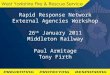Rapid Response Network External Agencies Workshop 26 th January 2011 Middleton Railway Paul Armitage Tony Firth