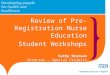 Review of Pre-Registration Nurse Education Student Workshops Kathy Branson Director – Special Projects Health Education East of England