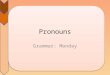 Pronouns Grammar: Monday. Learning Targets I can identify and define pronouns I can define the four types of pronouns – personal, reflexive, indefinite,