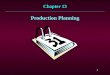 1 Chapter 13 Production Planning. 2 Production Planning Hierarchy Master Production Scheduling Production Planning and Control Systems Pond Draining Systems