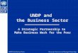 UNDP & the Business SectorBureau for Resources and Strategic Partnerships UNDP and the Business Sector A Strategic Partnership to Make Business Work for