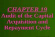 19 - 1 Copyright  2003 Pearson Education Canada Inc. CHAPTER 19 Audit of the Capital Acquisition and Repayment Cycle