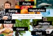 Write down 5 key words that can link all these pictures together. Food Grow Healthy Vegetables Fruits Eating Diet