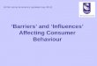 ‘Barriers’ and ‘Influences’ Affecting Consumer Behaviour GCSE Home Economics (updated July 2013)