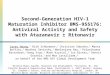 Second-Generation HIV-1 Maturation Inhibitor BMS-955176: Antiviral Activity and Safety with Atazanavir ± Ritonavir Carey Hwang, 1 Dirk Schürmann, 2 Christian