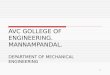 1 AVC GOLLEGE OF ENGINEERING. MANNAMPANDAL. DEPARTMENT OF MECHANICAL ENGINEERING