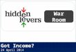Got Income? 24 April 2014 War Room. HiddenLevers War Room Open Q + A Macro Coaching Archived webinars CE Credit Idea Generation Presentation deck Product