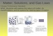 Matter, Solutions, and Gas Laws Georgia Performance Standard: SPS2. Students will explore the nature of matter, its classifications, and its system for