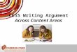CCSS Writing Argument Across Content Areas. Three Types of Writing 1. Write ARGUMENTS to support claims through analysis of substantive topics or texts,