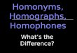 Homonyms, Homographs, Homophones What’s the Difference?
