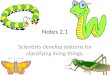 Notes 2.1 Scientists develop systems for classifying living things