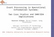 Event Processing in Operational Information Systems: Two Case Studies and BAM/EDA Implications Karsten Schwan, Brian Cooper, Greg Eisenhauer Georgia Institute