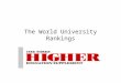 The World University Rankings. Presentation at EPFL Martin Ince -Contributing editor, THES Crans-Montana, Switzerland 20 March 2006