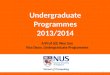 Undergraduate Programmes 2013/2014 A/Prof LEE Wee Sun Vice Dean, Undergraduate Programmes 1