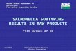 United States Department of Agriculture Food Safety Inspection Service SALMONELLA SUBTYPING RESULTS IN RAW PRODUCTS FSIS Notice 27-10 6/3/2010 Policy Development
