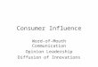 Consumer Influence Word-of-Mouth Communication Opinion Leadership Diffusion of Innovations