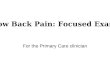 For the Primary Care clinician Low Back Pain: Focused Exam