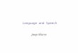 Language and Speech Jaap Murre. Introduction Language: A symbolic means of communication that is shared by several individuals