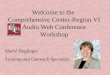 Welcome to the Comprehensive Center-Region VI Audio Web Conference Workshop Sheryl Beglinger Training and Outreach Specialist