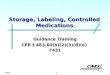 1 2006 Storage, Labeling, Controlled Medications Guidance Training CFR § 483.60(b)(2)(3)(d)(e) F431