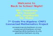 Welcome to Back to School Night! Mrs. Cooperman Mrs. Swenson (Mrs. Engelhardt) Ms. Walsh 7 th Grade Pre-Algebra: CMP3 Connected Mathematics Project scooperman@chatham-nj.org
