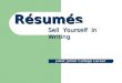 Résumés Sell Yourself in Writing Joliet Junior College Career Services