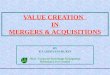 VALUE CREATION IN MERGERS & ACQUISITIONS BY K S SRINIVASA MURTY Head - Corporate Knowledge Management Hindustan Lever Limited