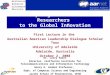 “Coupling Australia’s Researchers to the Global Innovation Economy” First Lecture in the Australian American Leadership Dialogue Scholar Tour University