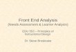 Front End Analysis (Needs Assessment & Learner Analysis) EDU 553 – Principles of Instructional Design Dr. Steve Broskoske