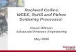 Rockwell Collins: WEEE, RoHS and Pbfree Soldering Processes! David Hillman Advanced Process Engineering May 2006