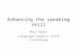 Enhancing the speaking skill Mai Abdo Language begins with listening