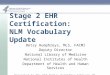 Stage 2 EHR Certification: NLM Vocabulary Update Betsy Humphreys, MLS, FACMI Deputy Director National Library of Medicine National Institutes of Health