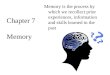 Memory is the process by which we recollect prior experiences, information and skills learned in the past Chapter 7 Memory