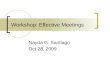 Workshop: Effective Meetings Nayda G. Santiago Oct 28, 2009
