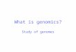 What is genomics? Study of genomes. What is the genome? Entire genetic compliment of an organism