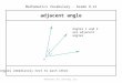 Mathematics Vocabulary - Grade 9-12 ©Partners for Learning, Inc. adjacent angle Angles immediately next to each other Angles 1 and 2 are adjacent angles