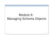 Module 9: Managing Schema Objects. Overview Naming guidelines for identifiers in schema object definitions Storage and structure of schema objects Implementing