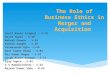 The Role of Business Ethics in Merger and Acquisition Sunil Kumar Singhal – S-78 Rajat Gupta – S-48 Mukesh Panwar – S-38 Kamesh Sanghi – S-29 Parmanandh