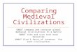 Comparing Medieval Civilizations SWBAT compare and contrast global medieval civilizations in a matrix SWBAT skim and scan text book resources SWBAT find