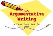 Argumentative Writing Is Fast Food Bad for you?. Write an argumentative essay on the following: ‘Is Fast Food Bad for You?’ Use the following to help
