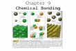 Chapter 9 Chemical Bonding. Section 9.1: Why does bonding occur in the first place? Bonding lowers the potential energy between positive and negative