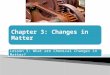 Chapter 3: Changes in Matter Lesson 3: What are Chemical Changes in Matter?