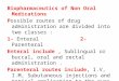Biopharmaceutics of Non Oral Medications Possible routes of drug administration are divided into two classes : 1- Enteral 2- Parenteral Enteral include,