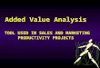 Sales and Marketing Productivity Team 1 Added Value Analysis TOOL USED IN SALES AND MARKETING PRODUCTIVITY PROJECTS