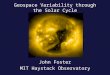 Geospace Variability through the Solar Cycle John Foster MIT Haystack Observatory