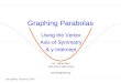 Graphing Parabolas Using the Vertex Axis of Symmetry & y-Intercept By: Jeffrey Bivin Lake Zurich High School jeff.bivin@lz95.org Last Updated: October