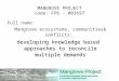 MANGROVE PROJECT code: FP6 - 003697 Full name: Mangrove ecosystems, communities& conflicts: developing knowledge based approaches to reconcile multiple