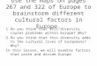 Use the maps on pages 267 and 322 of Europe to brainstorm different cultural factors in Europe. 1.Do you think that this diversity causes problems within