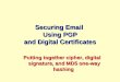Securing Email Using PGP and Digital Certificates Putting together cipher, digital signature, and MD5 one-way hashing